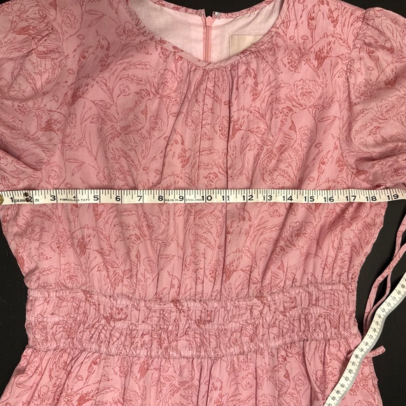 Gal Meets Glam Giselle Pink Smocked Tiered Midi Dress - Size 12 - Picture 10 of 10